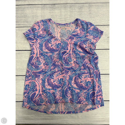 Top Short Sleeve Designer By Lilly Pulitzer In Blue, Size: Xl