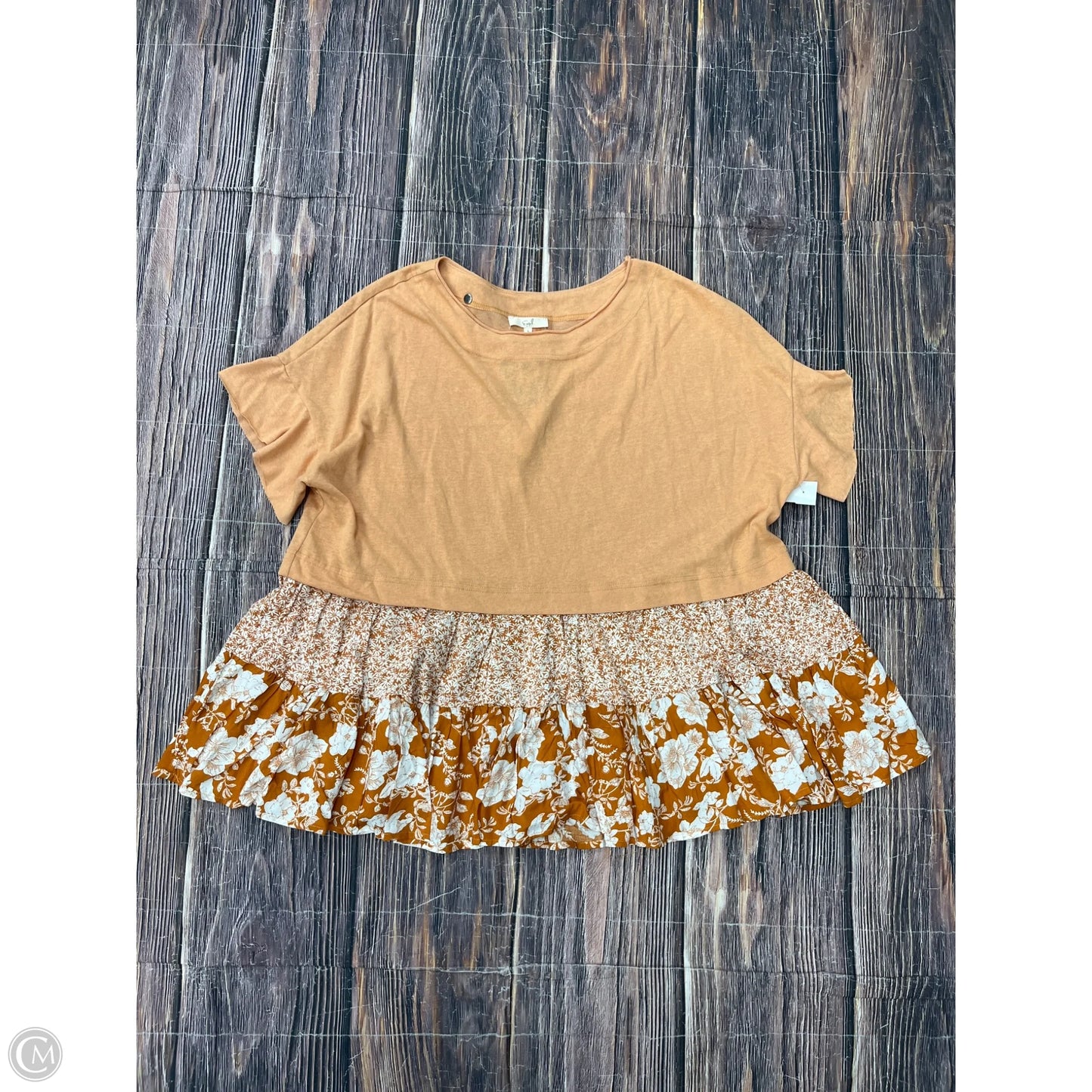 Top Short Sleeve By Easel In Orange, Size: L