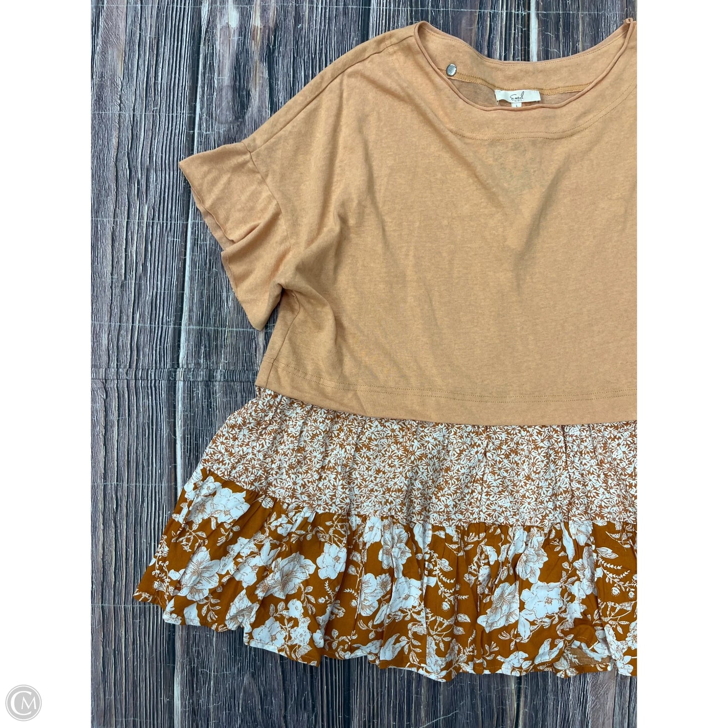 Top Short Sleeve By Easel In Orange, Size: L