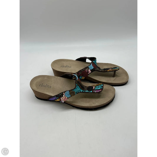 Sandals Heels Wedge By Rialto In Multi-colored, Size: 7.5