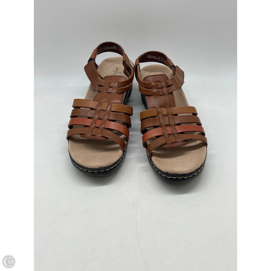 Sandals Heels Wedge By Clarks In Brown, Size: 11