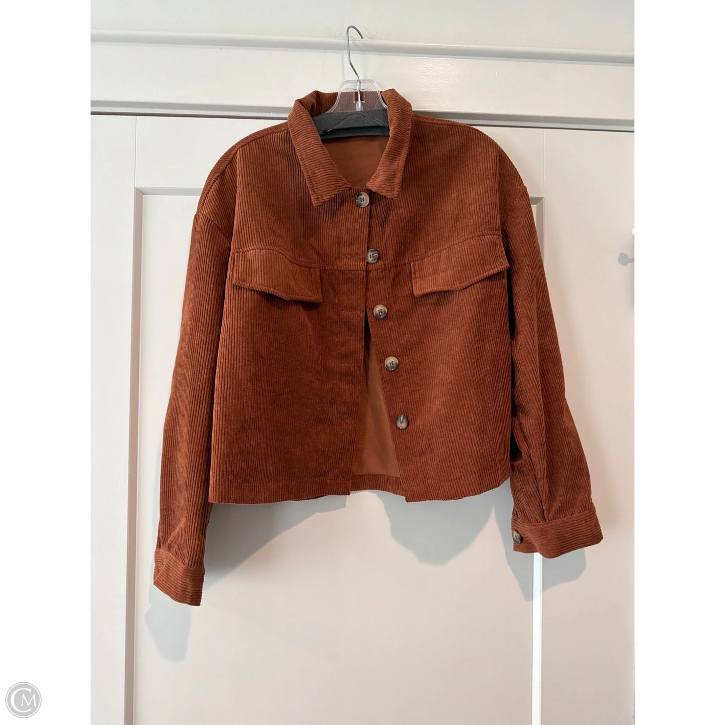 Jacket Shirt By Clothes Mentor In Brown, Size: M