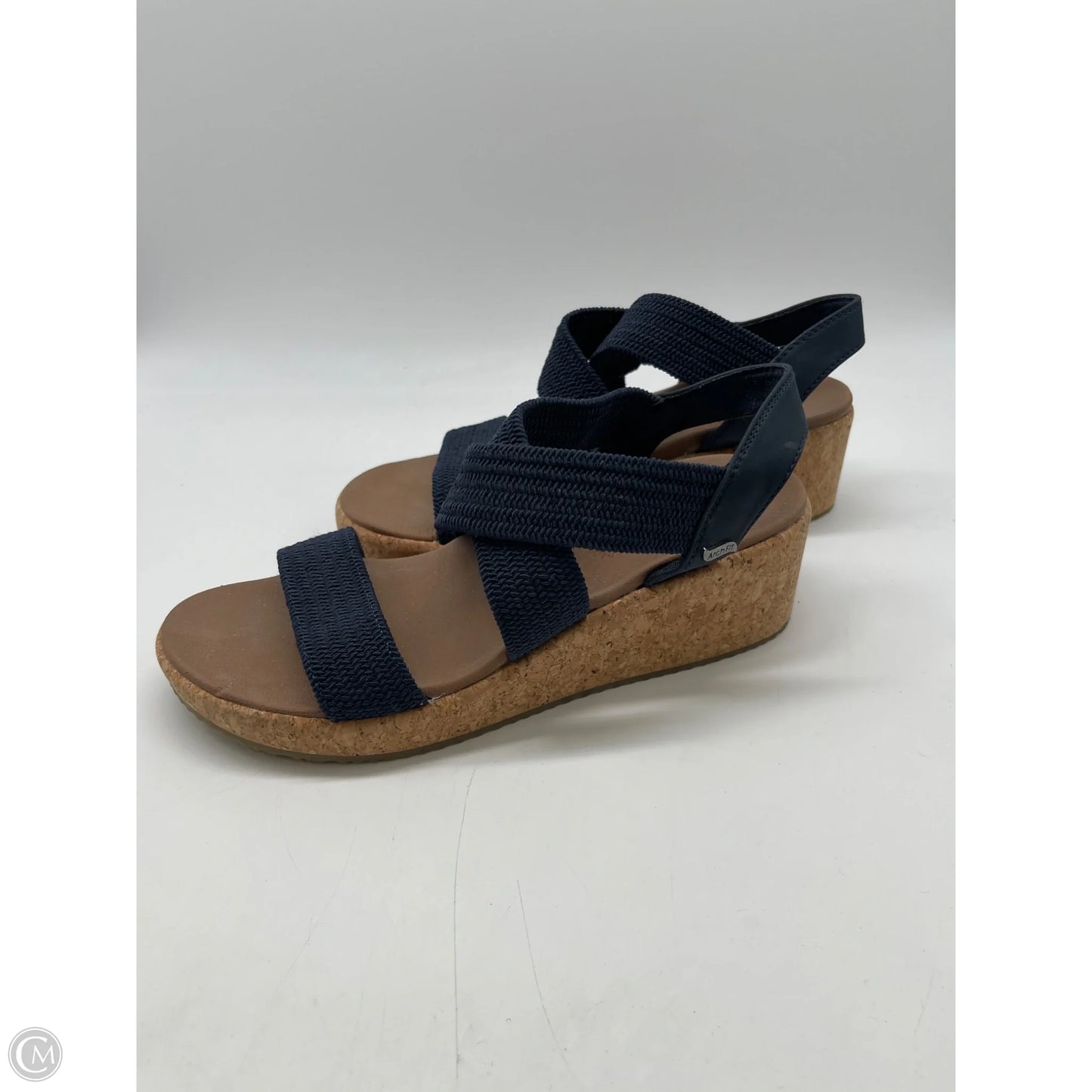 Sandals Heels Wedge By Skechers In Navy, Size: 7