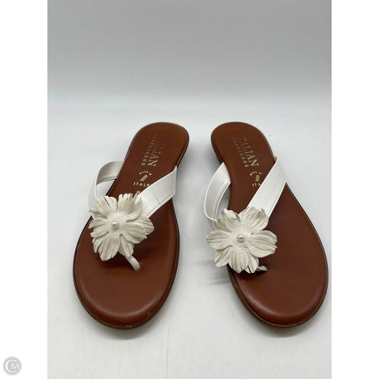 Sandals Flip Flops By Italian Shoemakers In White, Size: 8