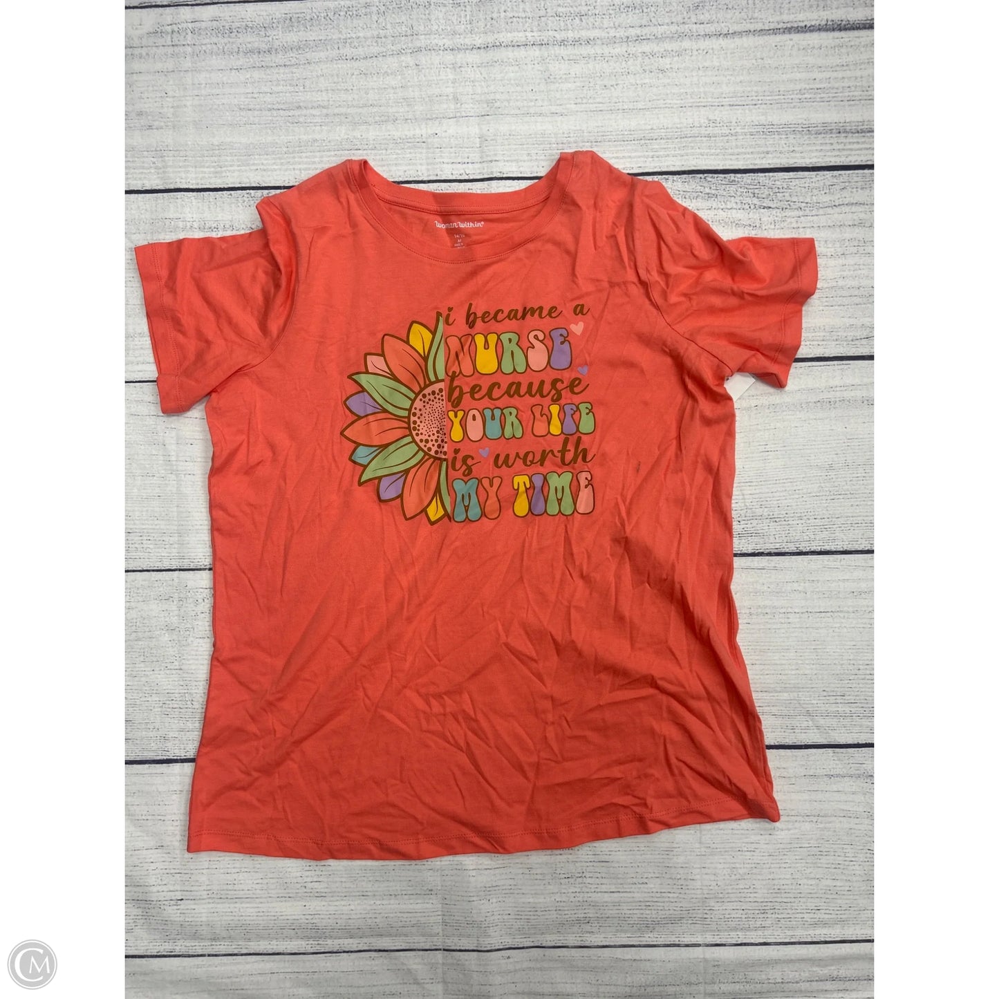 Top Short Sleeve By Clothes Mentor In Peach, Size: M