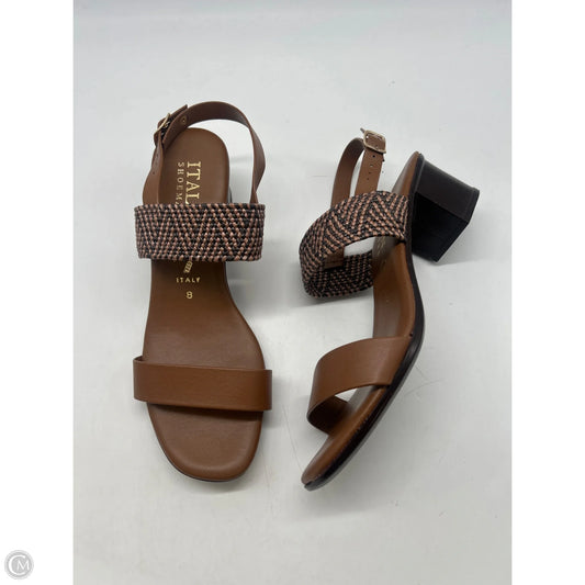 Sandals Heels Block By Italian Shoemakers In Brown, Size: 8