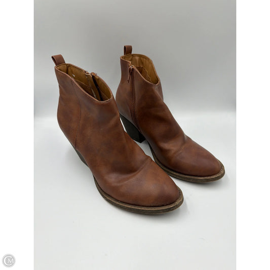 Boots Ankle Heels By Maurices In Brown, Size: 10