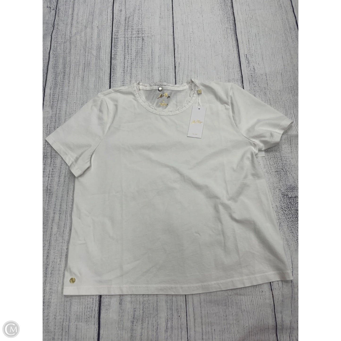 Top Short Sleeve Designer By Lilly Pulitzer In White, Size: L