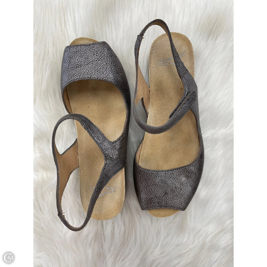 Sandals Heels Wedge By Dansko In Silver, Size: 7.5