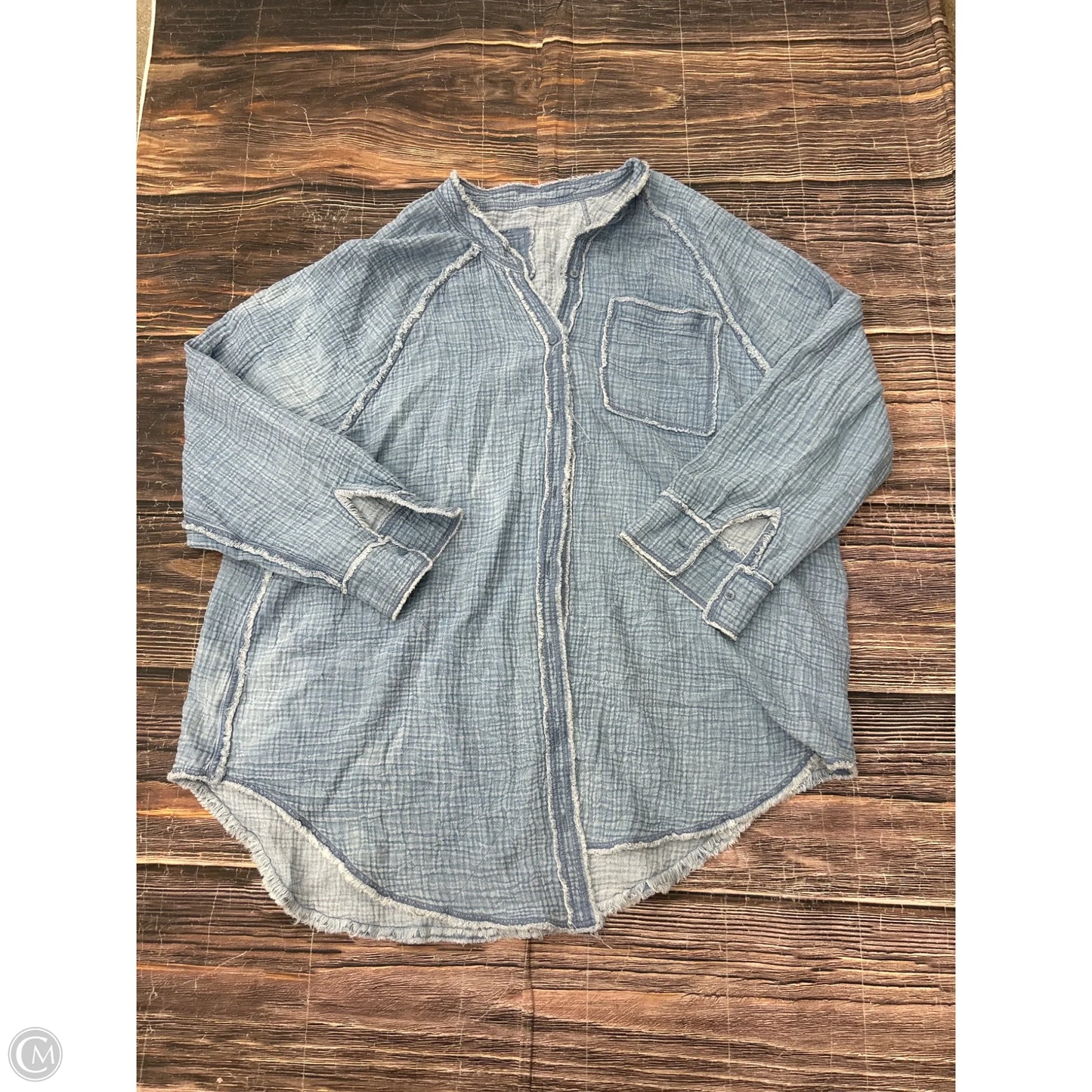 Top Long Sleeve By Aerie In Blue, Size: L