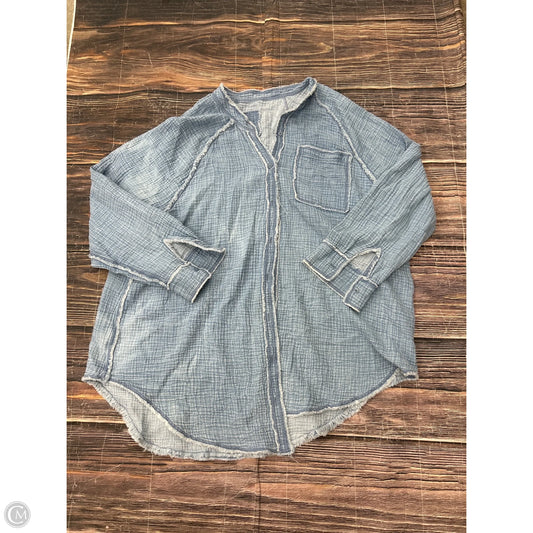 Top Long Sleeve By Aerie In Blue, Size: L
