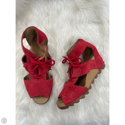 Sandals Heels Wedge By Sorel In Red, Size: 11