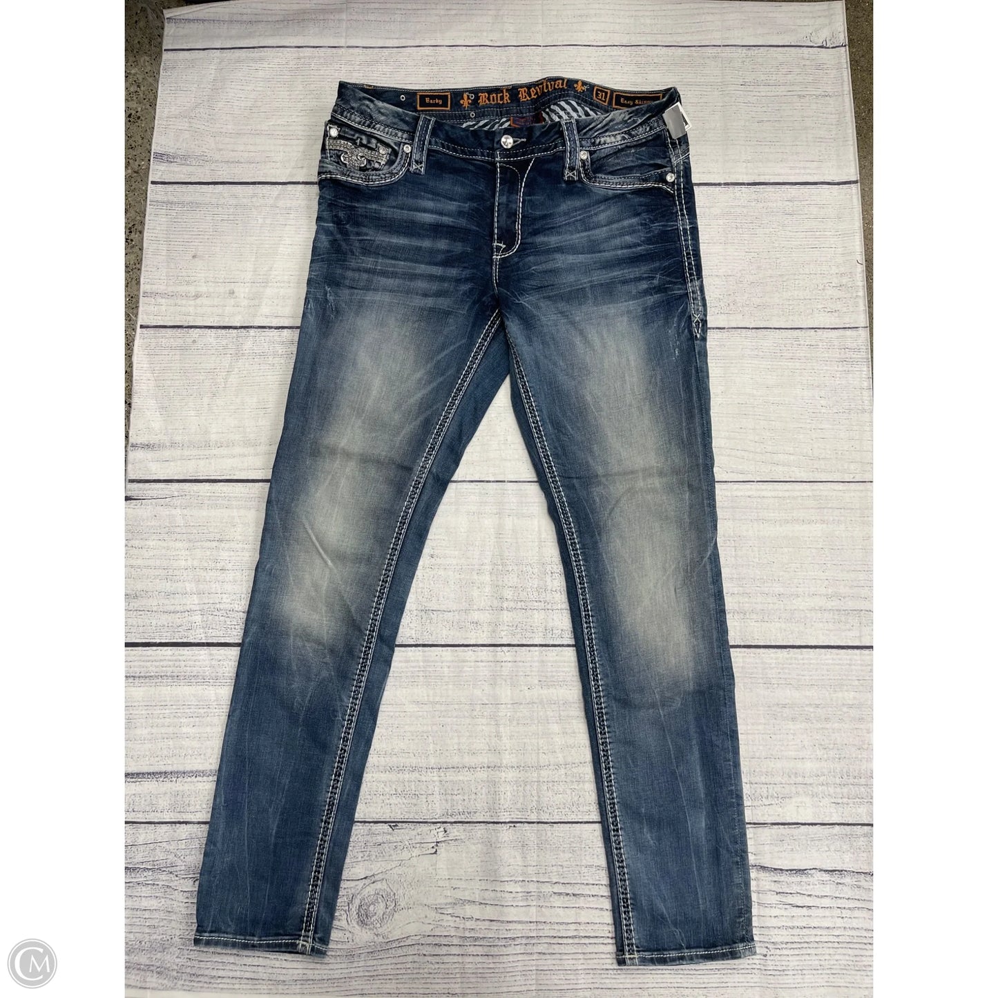 Jeans Skinny By Rock Revival In Blue, Size: 12