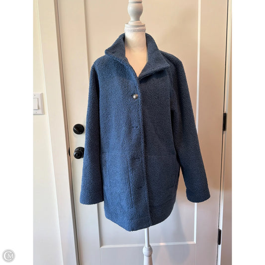 Jacket Faux Fur & Sherpa By Susan Graver In Blue, Size: L