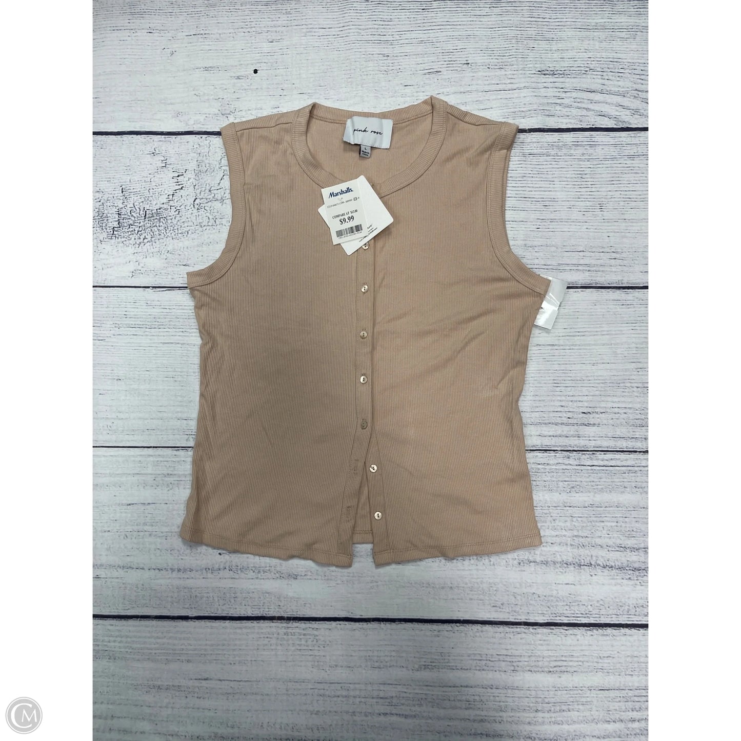 Top Sleeveless By Pink Rose In Tan, Size: L