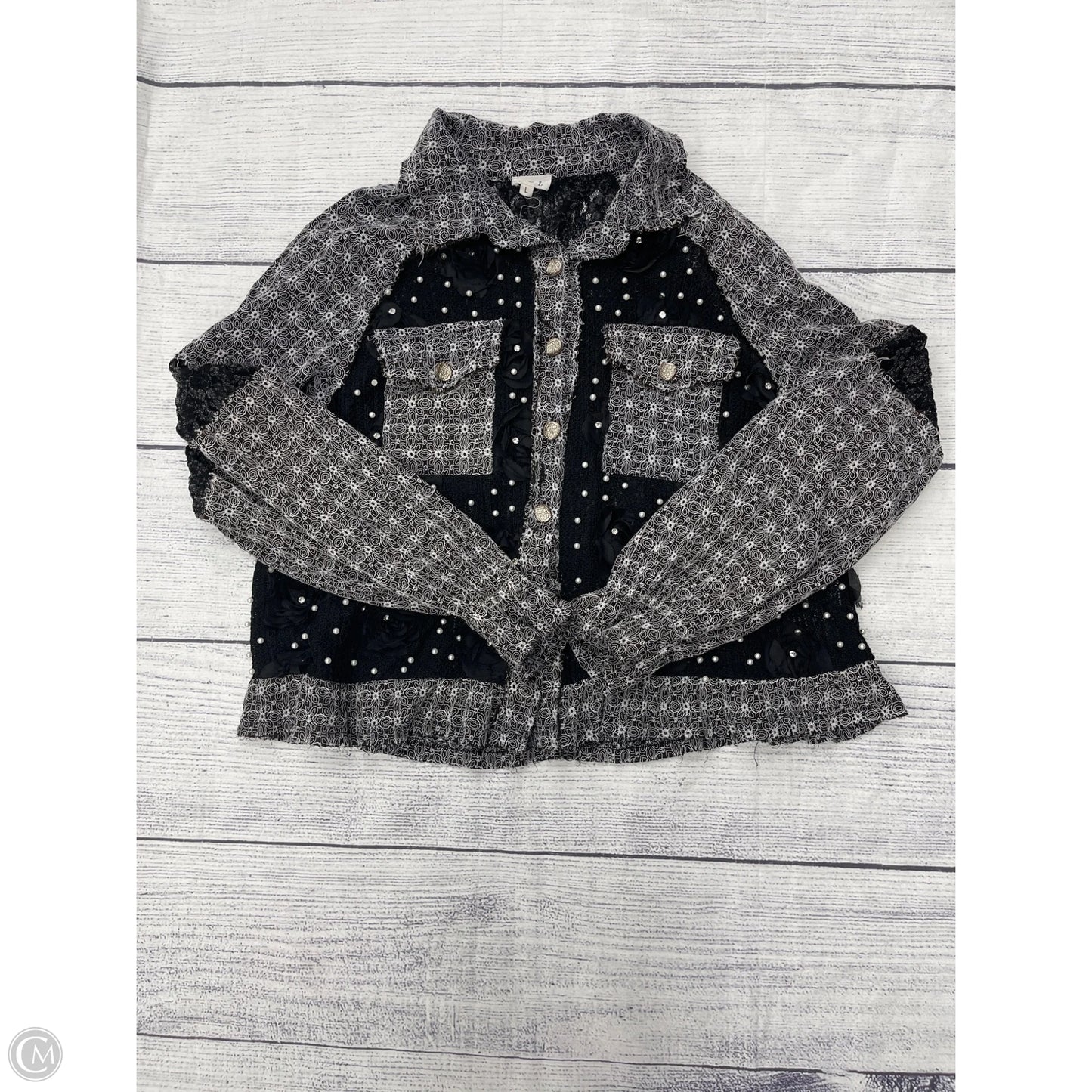 Top Long Sleeve By Pol In Black, Size: L
