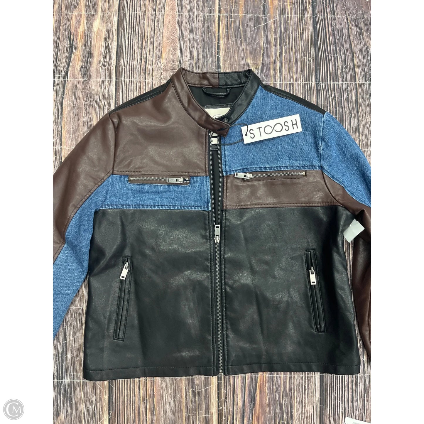 Jacket Moto By Stoosh In Blue & Brown, Size: M