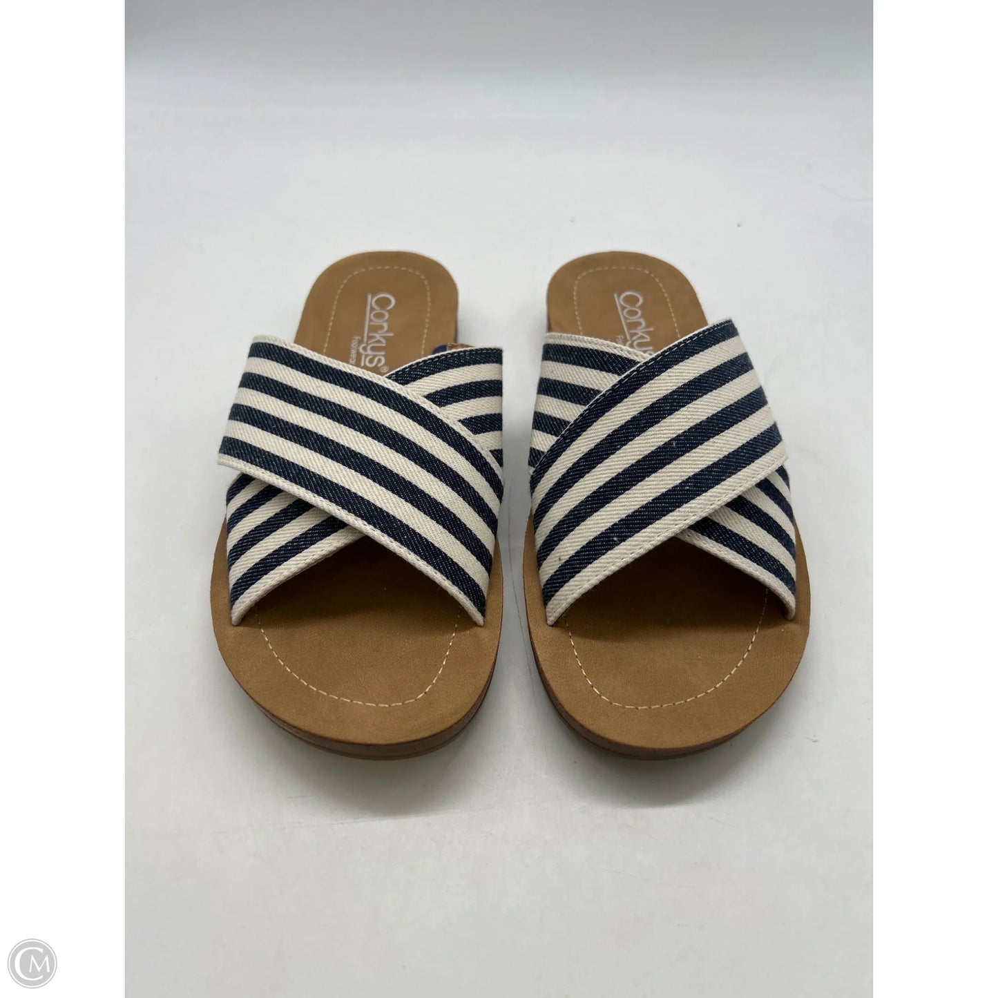 Sandals Flats By Corkys In Striped Pattern, Size: 6