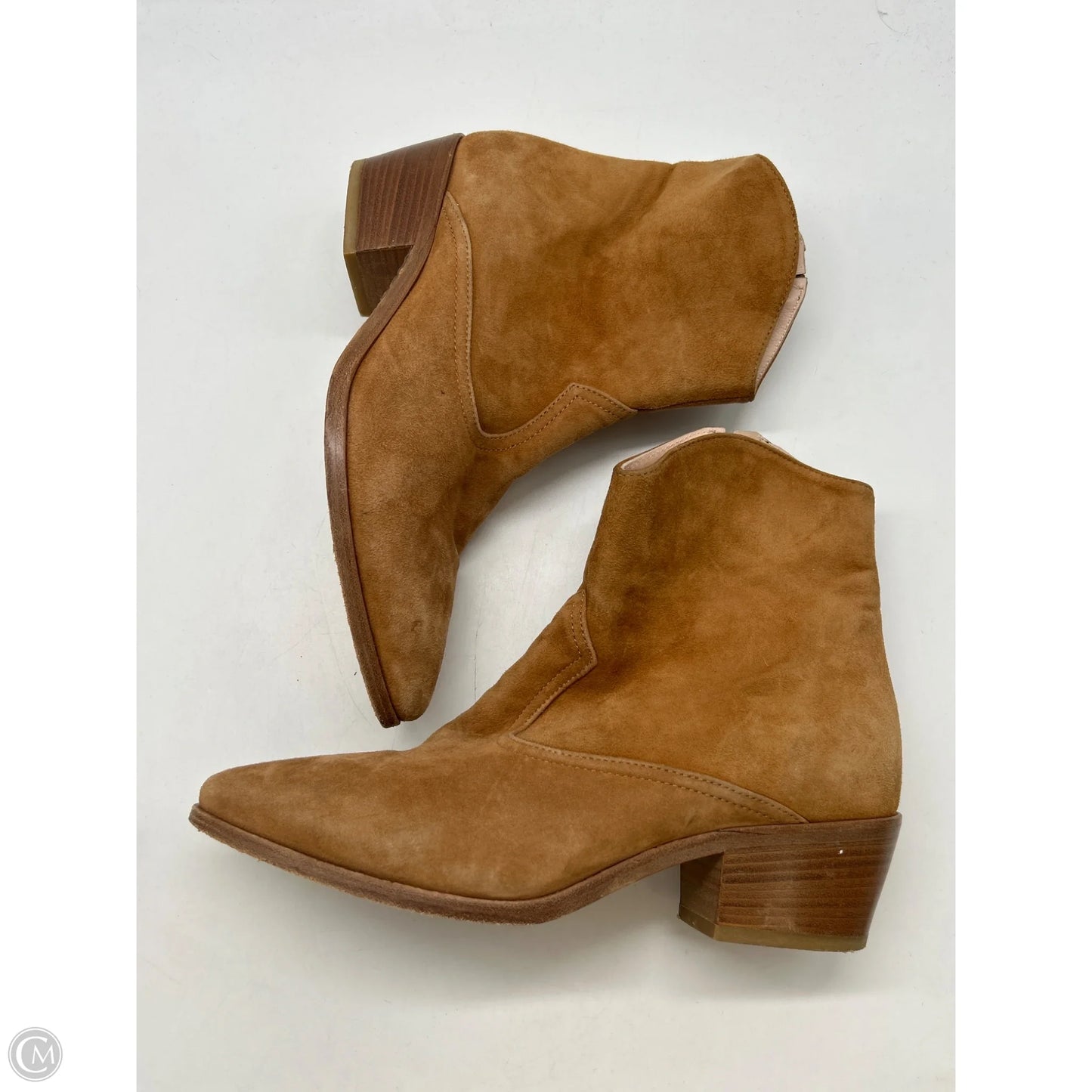 Boots Ankle Heels By Clothes Mentor In Tan, Size: 7.5