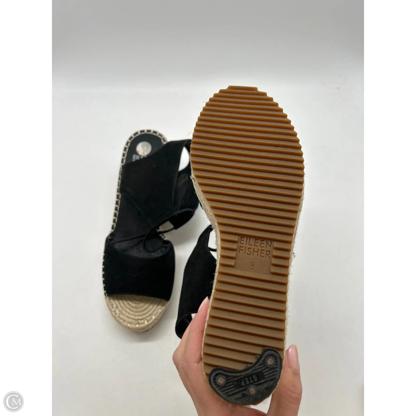 Sandals Heels Wedge By Eileen Fisher In Black, Size: 8