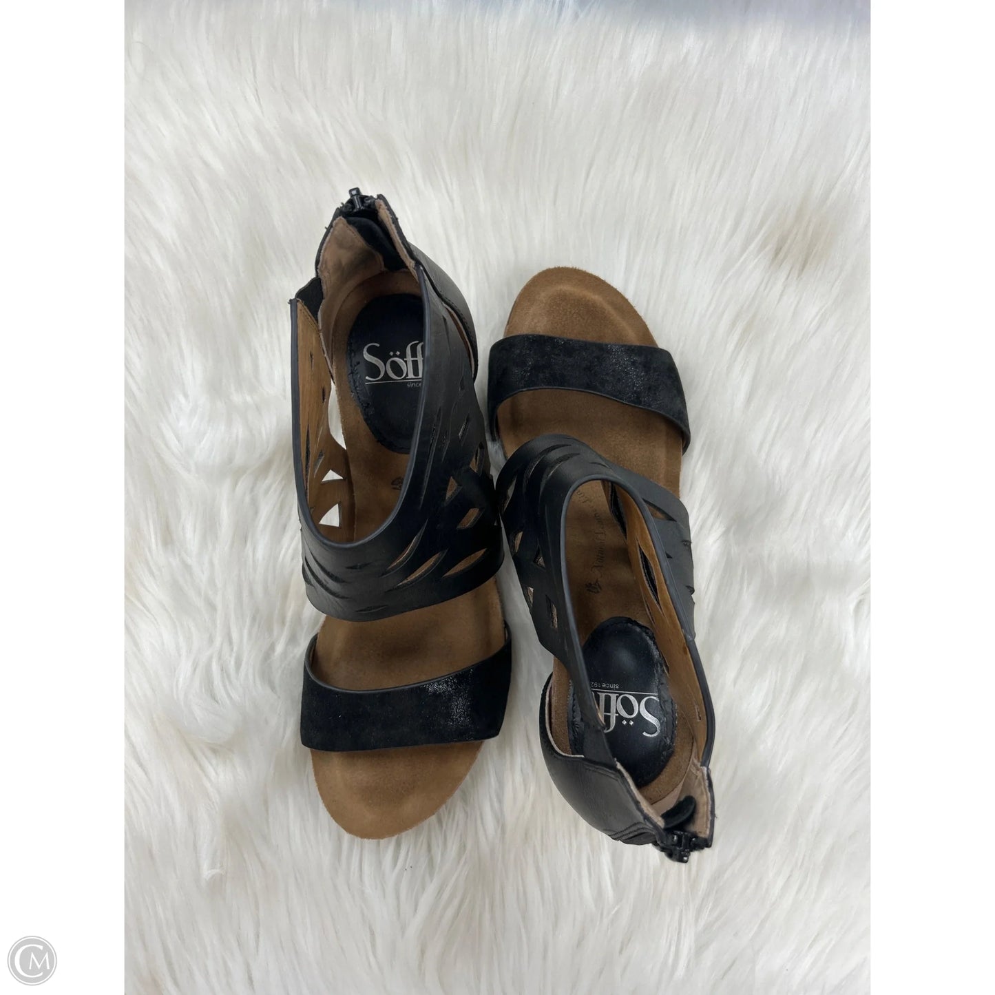 Sandals Heels Wedge By Sofft In Black, Size: 8.5