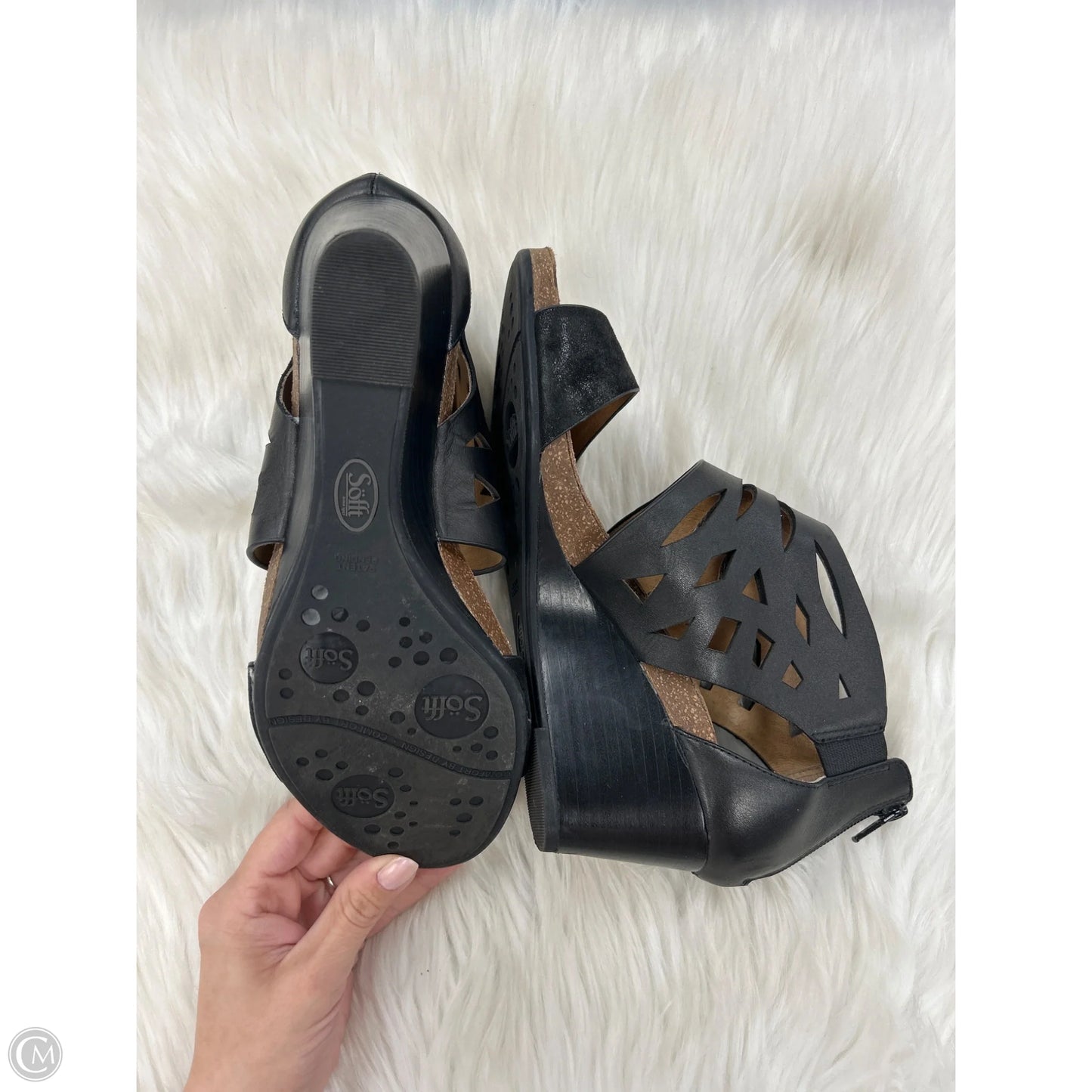 Sandals Heels Wedge By Sofft In Black, Size: 8.5