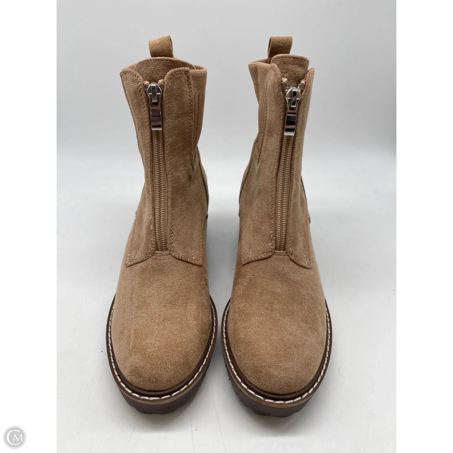 Boots Ankle Heels By Clothes Mentor In Beige, Size: 8