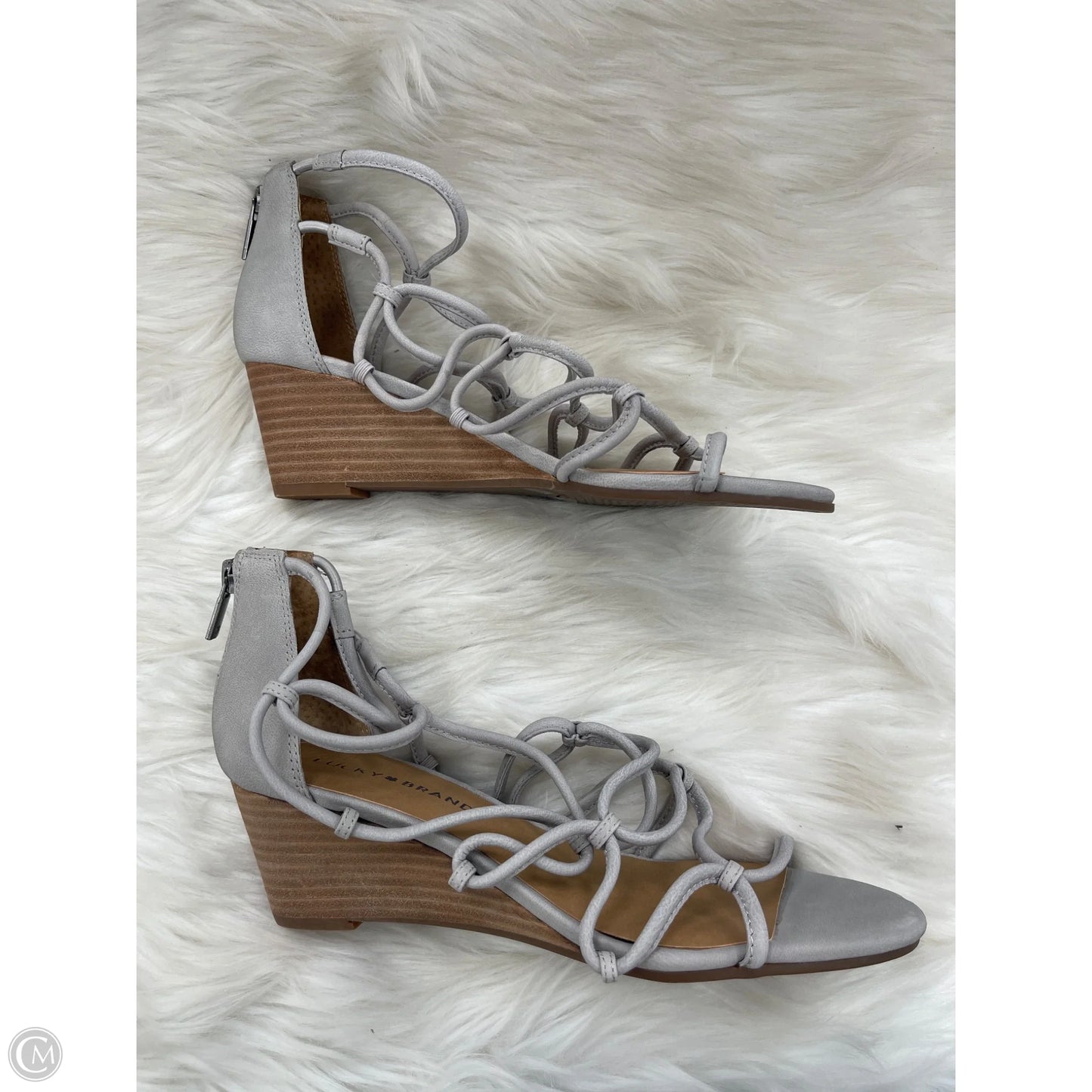 Sandals Heels Wedge By Lucky Brand In Grey, Size: 8