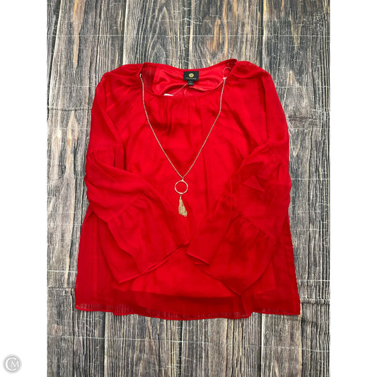 Top Long Sleeve By Jm Collections In Red, Size: M