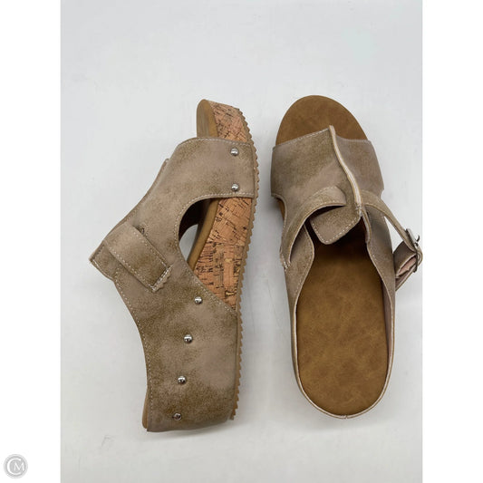 Sandals Heels Wedge By Clothes Mentor In Brown, Size: 9.5