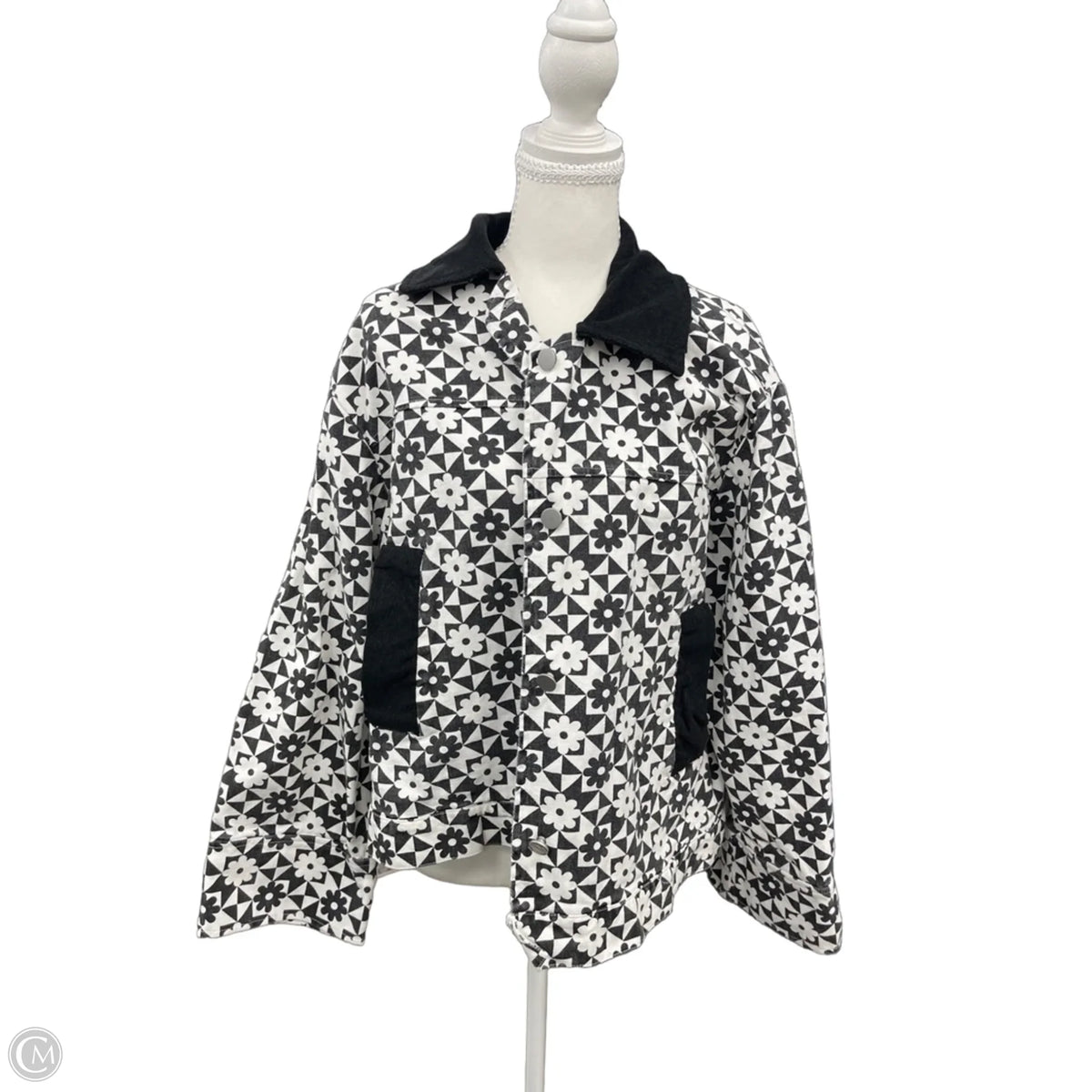Jacket Denim By Davi & Dani In Geometric Pattern, Size: S
