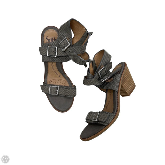 Sandals Heels Block By Sofft In Grey, Size: 7.5