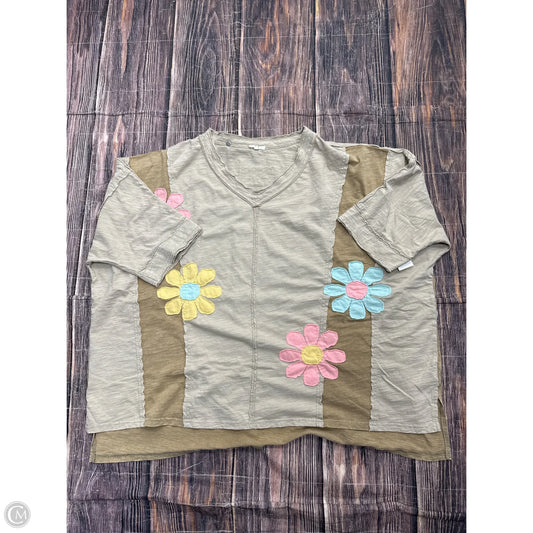 Top Short Sleeve By Easel In Tan, Size: 2x