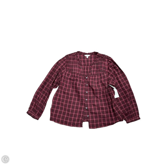 Top Long Sleeve By Time And Tru In Plaid Pattern, Size: 1x
