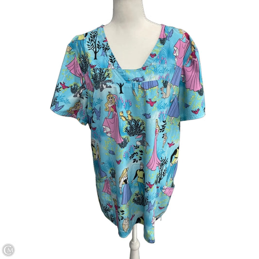 Top Short Sleeve By Disney In Blue, Size: 2x