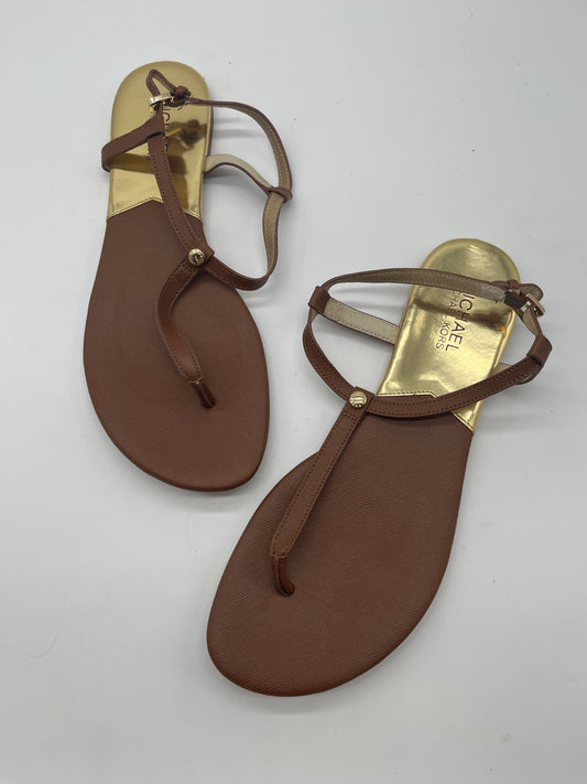 Brown Sandals Flats Michael Kors, Size 9.5