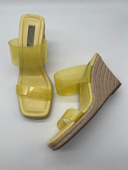 Yellow Sandals Heels Wedge Clothes Mentor, Size 9.5