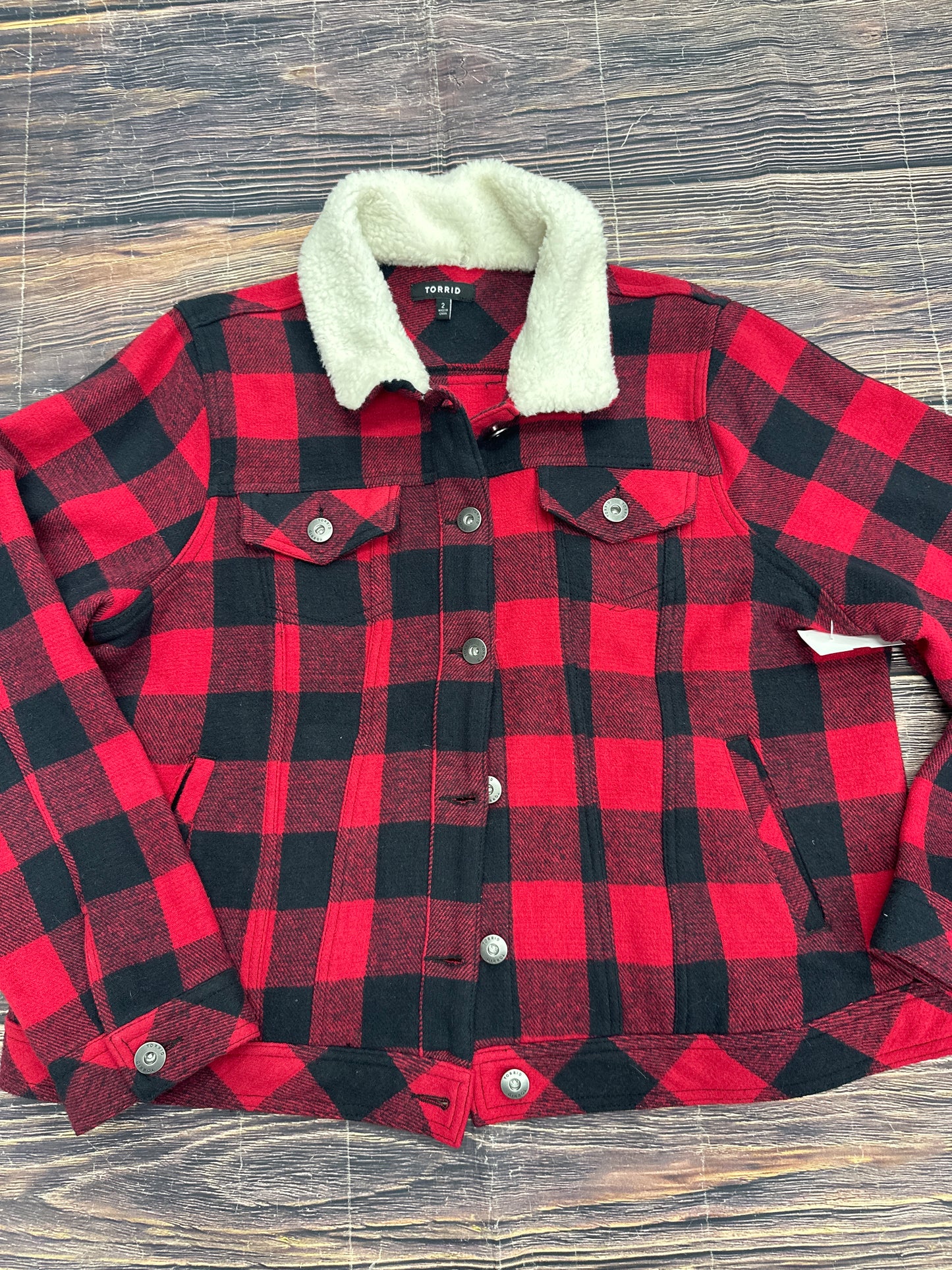 Jacket Shirt By Torrid In Red, Size: 2x