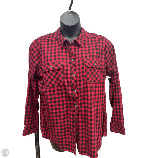 Top Long Sleeve By Croft And Barrow In Red, Size: 1x