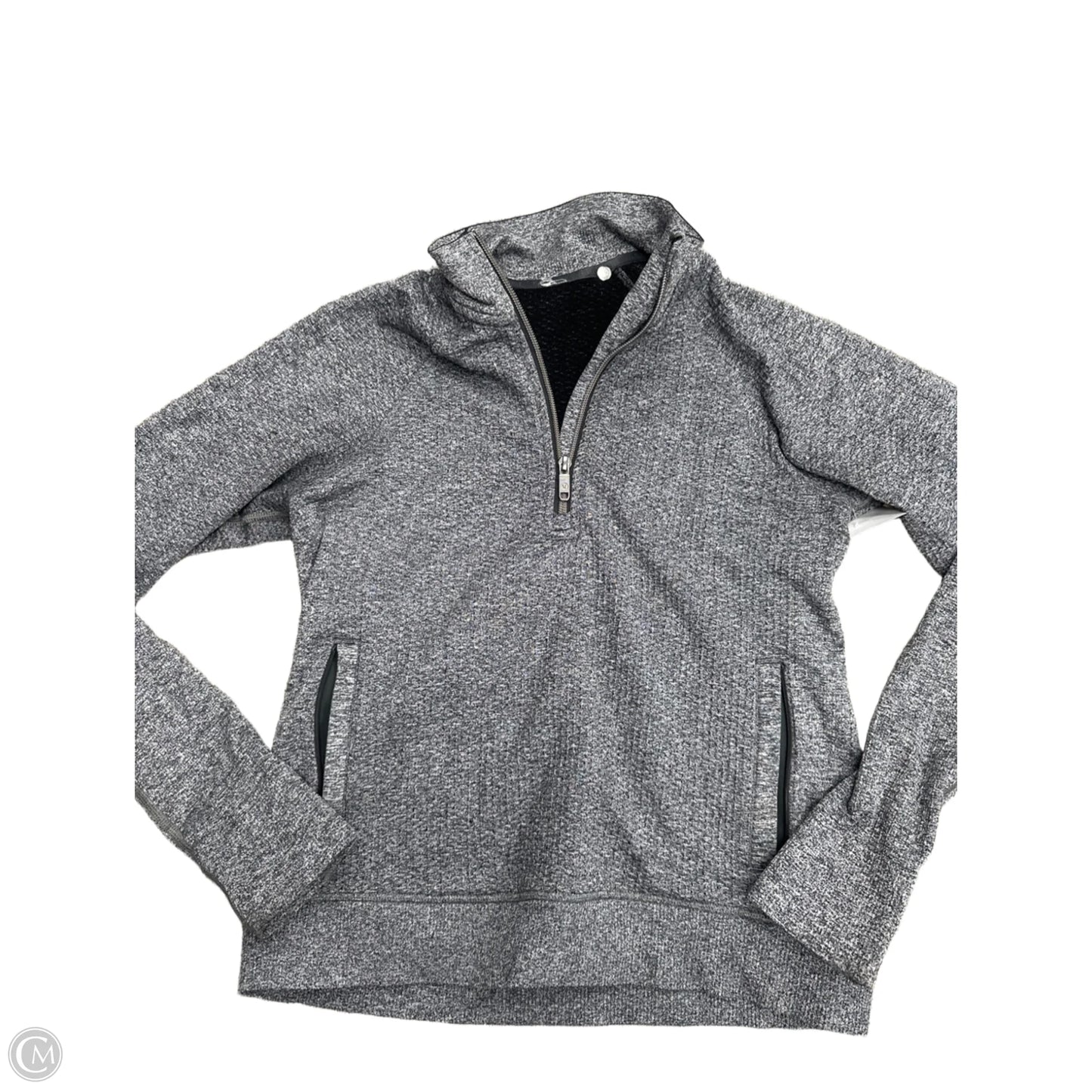Athletic Top Long Sleeve Collar By Lululemon In Grey, Size: 6