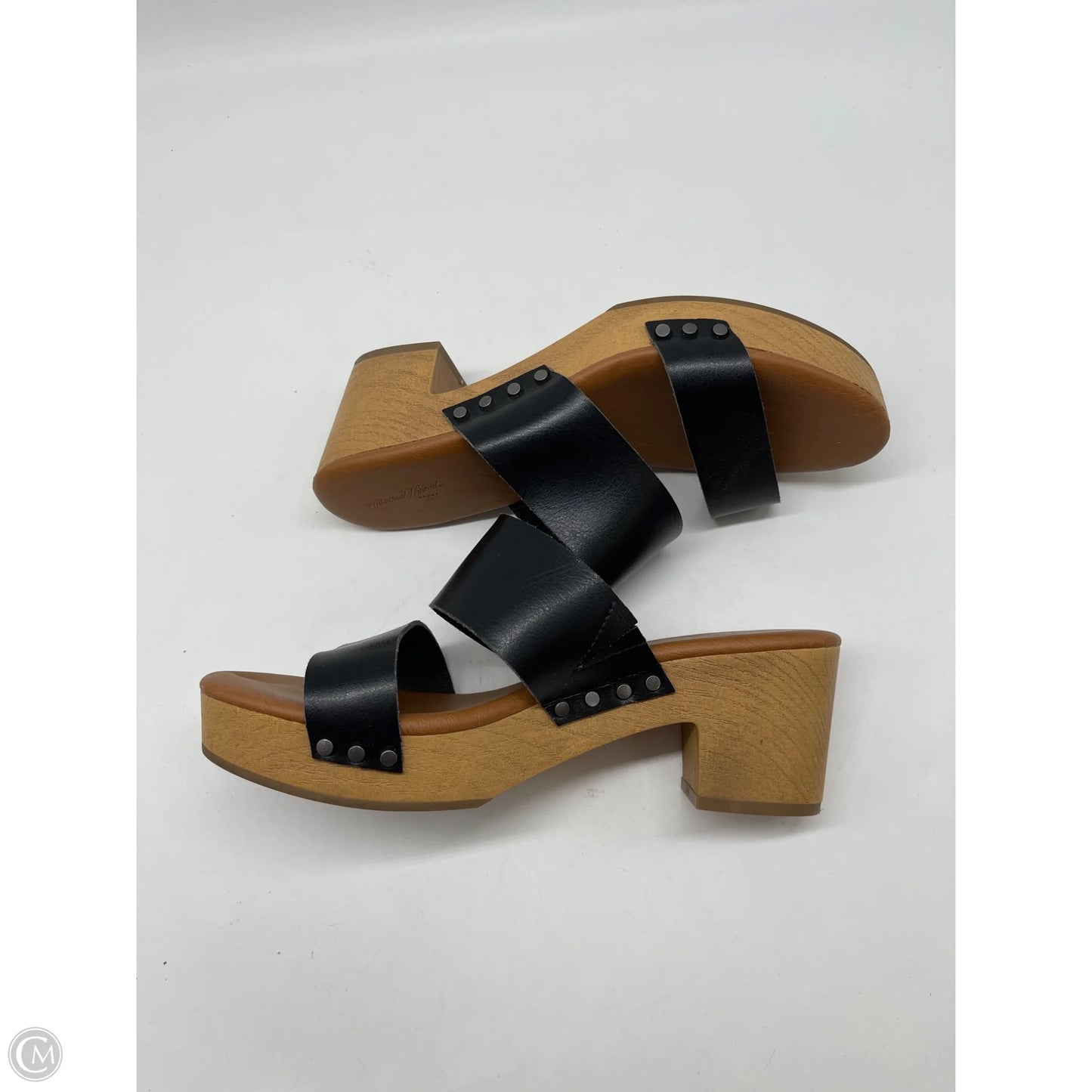 Sandals Heels Block By Universal Thread In Black, Size: 7