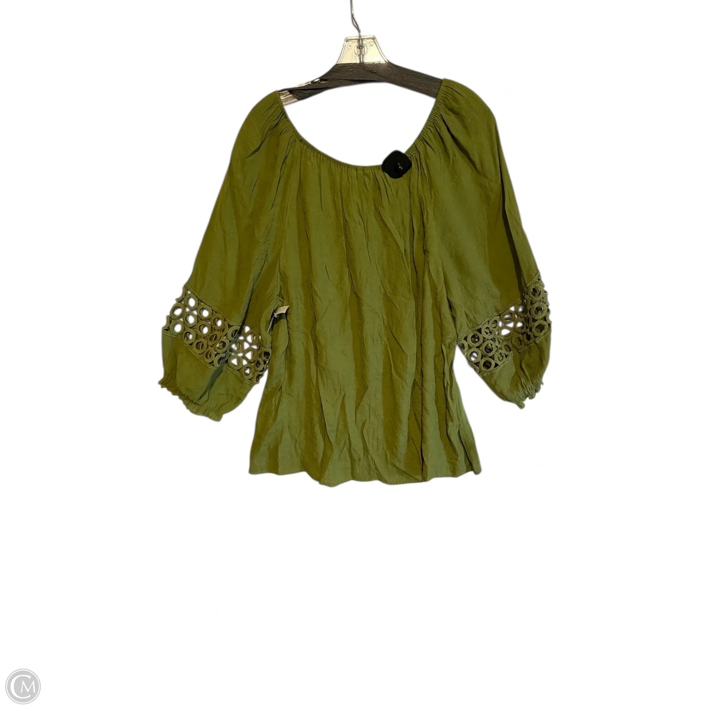 Top Long Sleeve By Cato In Green, Size: 1x