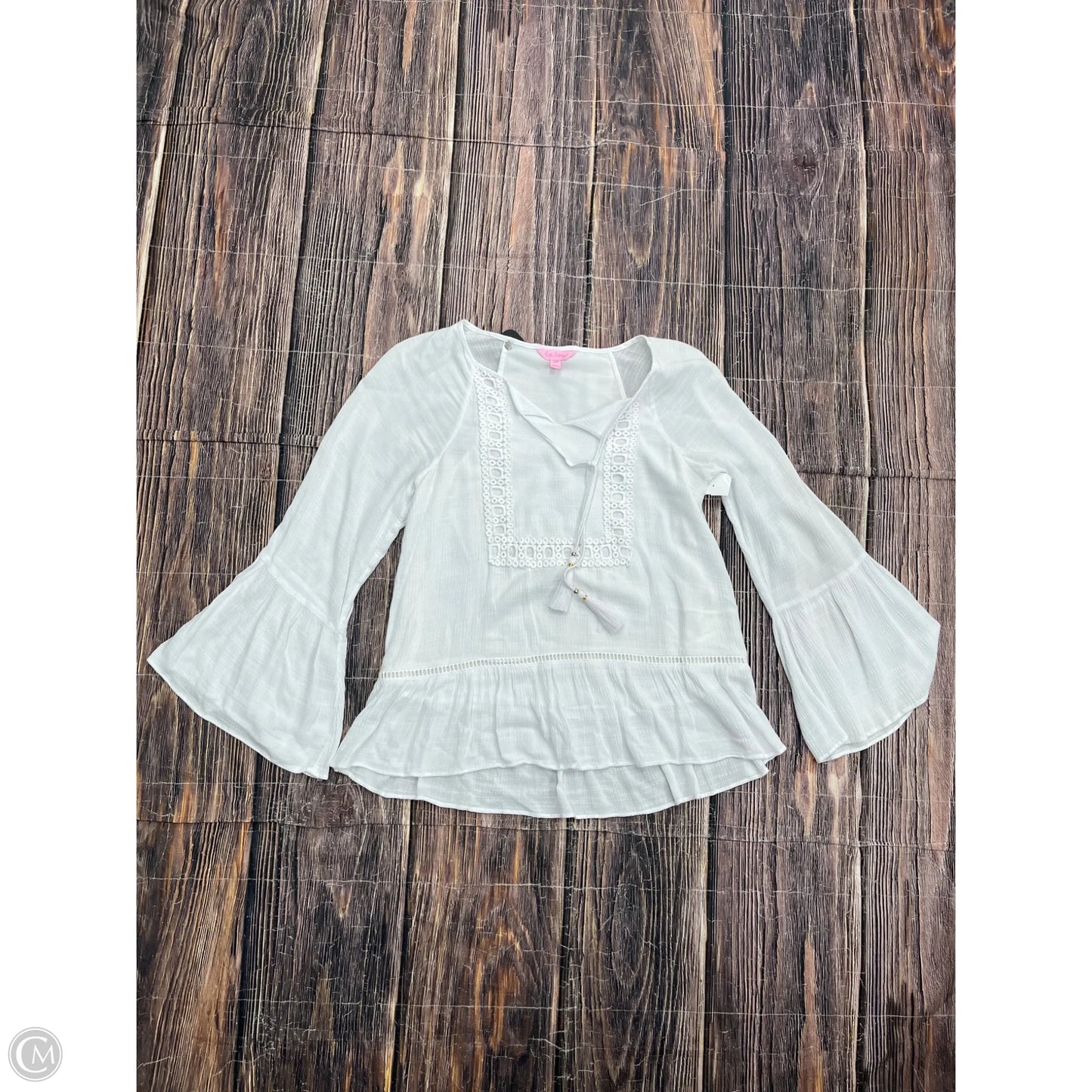 Top Long Sleeve Designer By Lilly Pulitzer In White, Size: Xxs