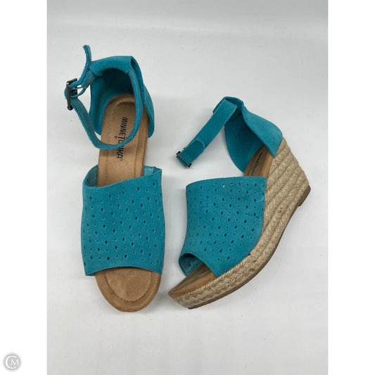 Sandals Heels Wedge By Minnetonka In Blue, Size: 10