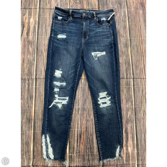 Jeans Skinny By American Eagle In Blue Denim, Size: 14 Short