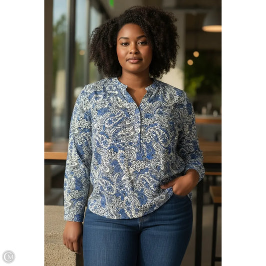 Top Long Sleeve By Lane Bryant In Blue, Size: 2x