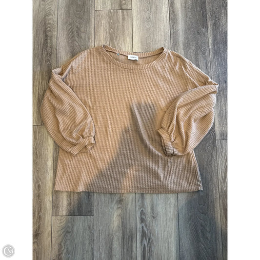 Top Long Sleeve By Cherish In Tan, Size: L