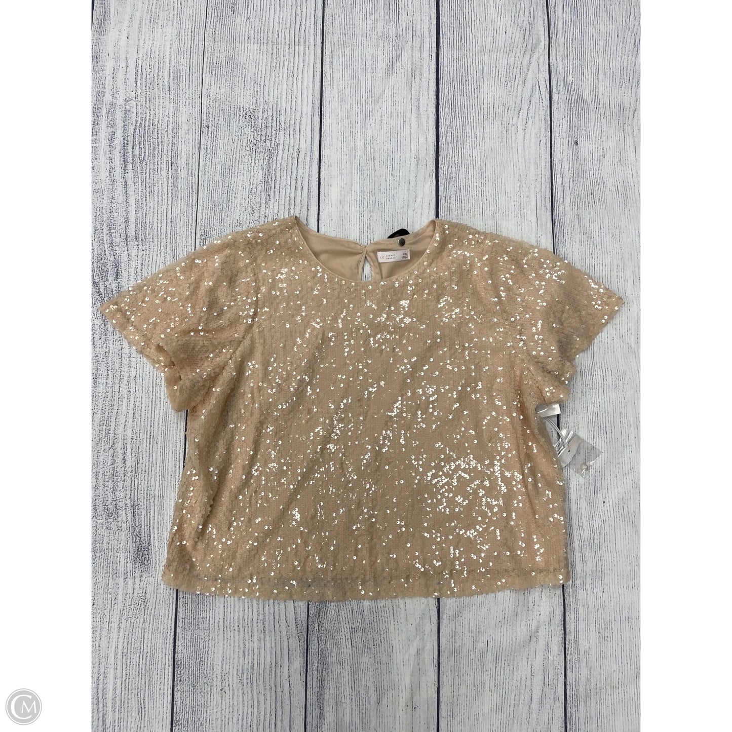 Top Short Sleeve By Lc Lauren Conrad In Tan, Size: 1x