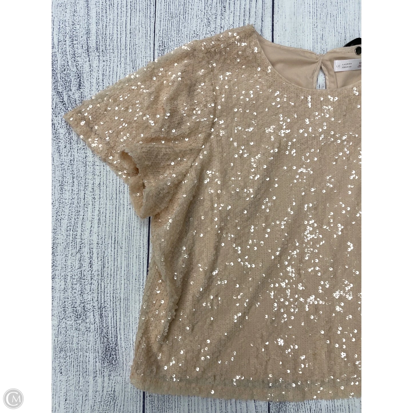 Top Short Sleeve By Lc Lauren Conrad In Tan, Size: 1x
