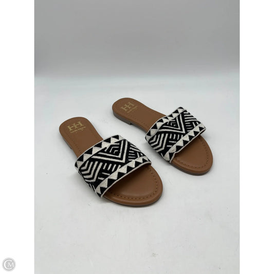 Sandals Flats By Haute Hippie In Black & White, Size: 7.5